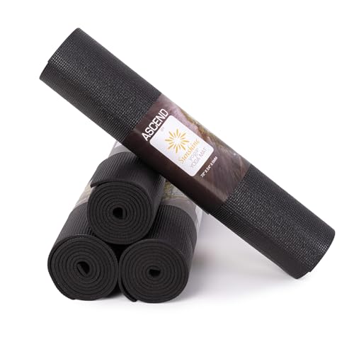 4 or 10 Pack Ascend Yoga Mat - 72" x 24" x 6mm Non-Slip Exercise Mat - Tear-Resistant, Non-Toxic Workout Mats for Pilates, Home, Studio, Fitness, Gym, Training, Floor Stretching - color: Black, size: 4 Pack