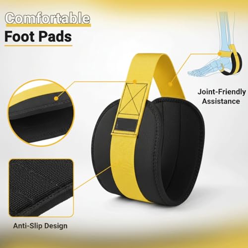 Pull Up Assistance Bands – Heavy Duty Adjustable Pull Up Assist Bands with Foot & Knee Support for Pull Up Bar, Pull Up Resistance Bands for Home Gym, Strength Training Equipment, Yellow