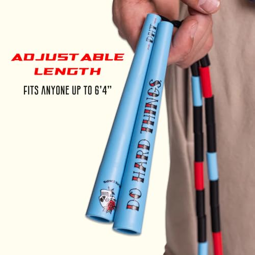Elite Jumps - Do Hard Things Edge Beaded Jump Rope - For All Ages - Durable & Lightweight - 10ft Long Adjustable Rope - Tangle-Free - Shatterproof 1” Beads - Long Edge Handles