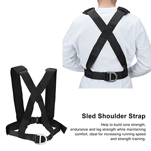 Sled Pulling Strap with Padded Shoulder Harness, Heavy Duty Nylon Resistance Training Equipment for Tire Drag, Strength and Speed Workouts for Football Runners