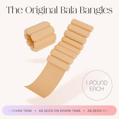 Bala Bangles Wrist & Ankle Weights for Women & Men, Home Gym Equipment - color: Sand, size: 1 LB