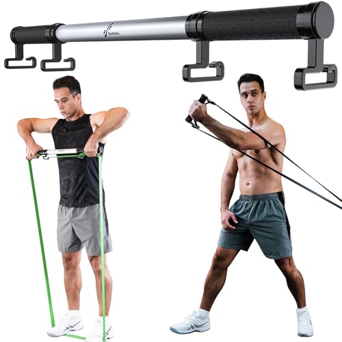 Sportneer Pull Up Bar Doorway Chin Up Bar No Screws Door Frame with Resistance Band Bar, Sportneer Detachable Workout Exercise Bar Handles for All Kinds Resistance Bands
