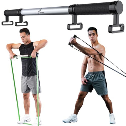 Sportneer Pull Up Bar Doorway Chin Up Bar No Screws Door Frame with Resistance Band Bar, Sportneer Detachable Workout Exercise Bar Handles for All Kinds Resistance Bands
