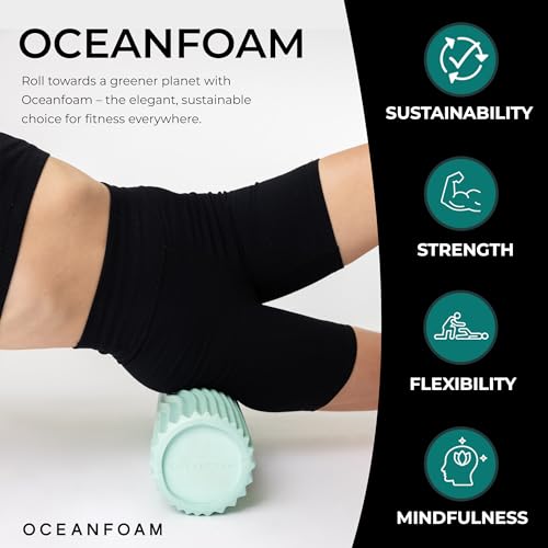 Tidal Roller - Seafoam - Muscle Massage Foam Roller for Back Pain & Stretching - Firm and Ergonomic Wide Wave Textured - Yoga, Athletics, & Wellness - Full Size, 20" x 5" - color: Seafoam
