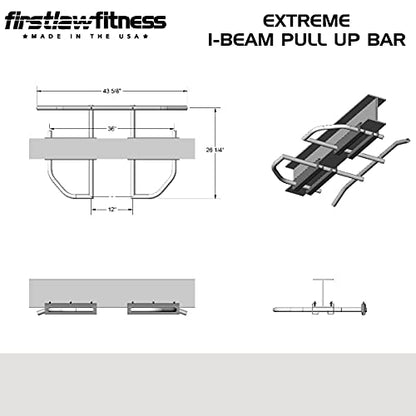 600 LBS Limit - Extreme I-Beam Pull Up Bar - Bent Bar - Rubber Grips