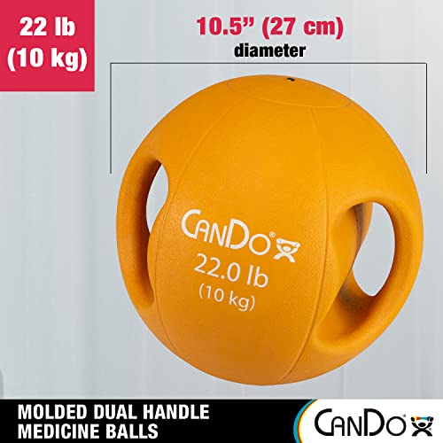 CanDo Molded Dual-Handle Medicine Ball for Strength Training, Core Workouts, Warmups, Cardio, and Plyometrics with Handles for Home and Clinic Use - style: h) 22 lb