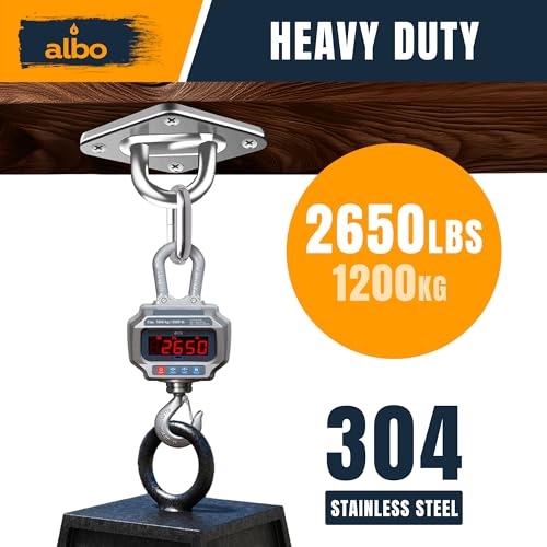 Albo Diamond Plate 2650lbs Swing Hangers 4 PCS - Heavy Duty Ceiling Mount Hooks with Snap Carabiners, 304 Stainless Steel for Wood & Concrete & Metal, Indoor Outdoor Anchor for Hammock, Yoga, TRX - size: Diamond 4pcs Silver