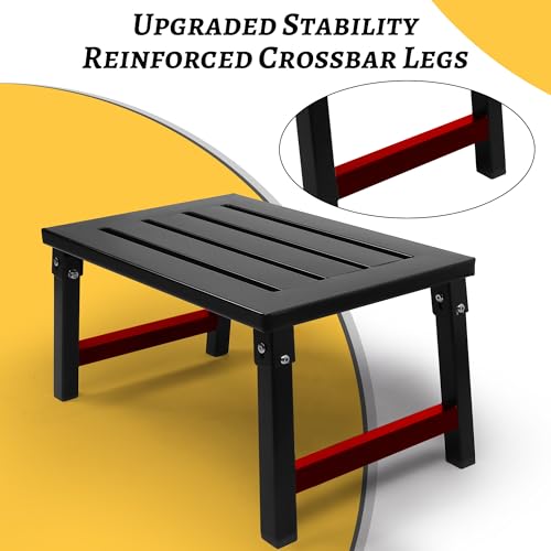 RV Step Stool Foldable 1000 lbs Capacity, Heavy Duty Metal Steps Platform, Stable RV Steps Stool for Camper, Motorhome, Outdoor Travel, Non-Slip Rubber Feet and Easy to Carry