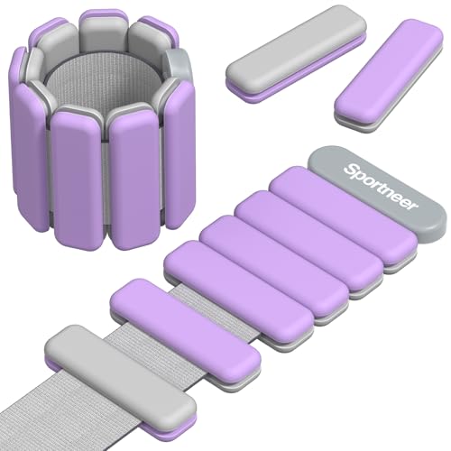 Sportneer Wrist & Ankle Weights for Women Men 4 lbs (2 lb Each) Adjustable Silicone Weighted Bracelet Set for Gym Yoga Pilates Cardio Strength Training Wearable Arm Hand Workout Weights - color: Blackberry Mist, size: 1 LB x 2