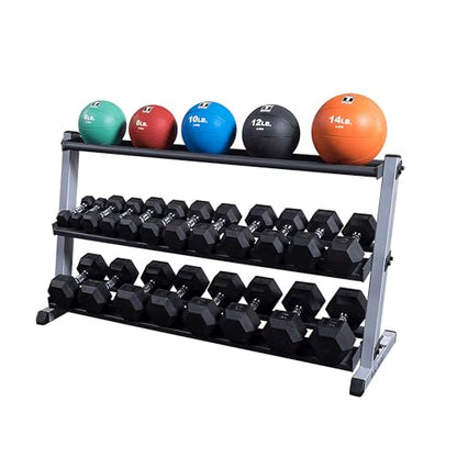 Body Solid (GMRT6) Optional 3rd-Tier for GDR60 Dumbbell Rack, Medicine and Slam Balls Additional Storage Solution, Commercial and Home Gym Weight Rack Organization, Black (Add-on Shelf Only)