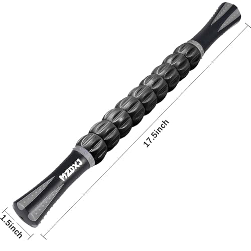 Muscle Roller Massage Roller Stick- Deep Tissue Fascia Blaster for Myofascial Pain Relief, Lymphatic Drainage & Body Sculpting, Handheld Physical Therapy & Recovery Tool (Gray black-18 inch) - color: Gray Black