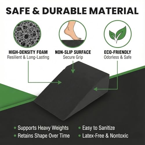 2 Pack Squat Wedge Block for Heel Elevated Squat Weightlifting Calf Stretcher Slant Board for Mobility Balance and Strength Performance