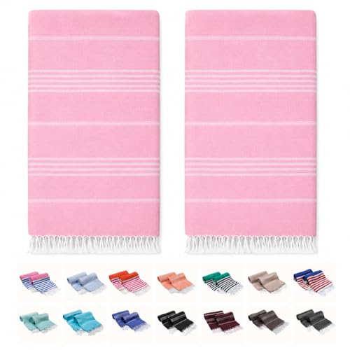 PARK&OZ Turkish Beach Towels 2Pack –Oversized 100% Cotton Quick-Dry, Sand-Free & Ultra-Absorbent Blanket 72"x40" –Lightweight Travel Towels for Beach, Pool, Spa, Gym, Camping & Home (Baby Pink) - color: Baby Pink
