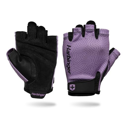 Harbinger Power Gloves 3.0 - Durable Half Finger Weightlifting Gloves with Adjustable Wrist Closure, Breathable Leather Palm, Small, Women's