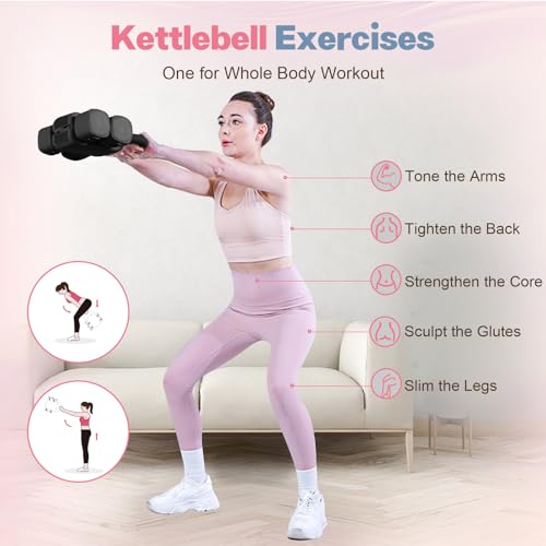 kisnbld Adjustable Dumbbell Set, 2-in-1 Dumbbells & Kettlebell,Hand Weights - color: Black