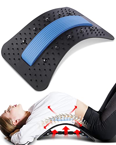 HOEUSH Back Stretcher Lumbar Back Cracker Massager, Multi-Level Support, Heat & Speed Control, Black, Sciatica, Battery Powered, Home Use