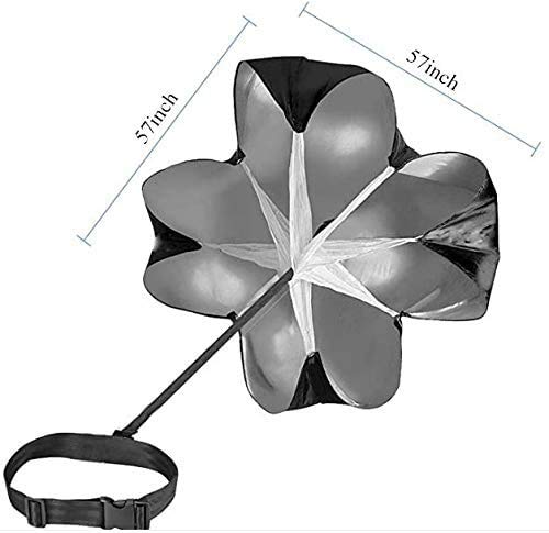 Running Speed Chute Resistance Parachute 57 inch Training Parachute Umbrella Sprint Power Soccer Trainer Fitness Agility Ladder Speed Training Parachute for Runner,Football, Soccer - Adjustable Strap
