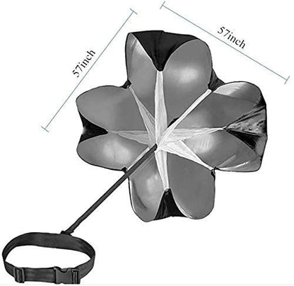 Running Speed Chute Resistance Parachute 57 inch Training Parachute Umbrella Sprint Power Soccer Trainer Fitness Agility Ladder Speed Training Parachute for Runner,Football, Soccer - Adjustable Strap