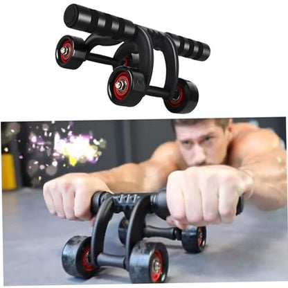 4-Wheel Ab Roller Abdominal Exercise Roller for Six Pack Abs, Core Workout Trainer, Stomach Exercises with Knee Mat, Sport Fitness for Men and Women