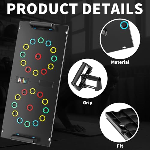 UPREIGN Multi-Functional Push-Up Plate. Portable and Foldable Push-up Board with Handle for Muscle Building and Strength Training - color: Deep Black