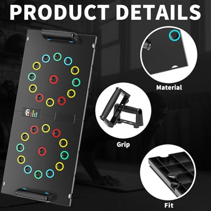 UPREIGN Multi-Functional Push-Up Plate. Portable and Foldable Push-up Board with Handle for Muscle Building and Strength Training - color: Deep Black