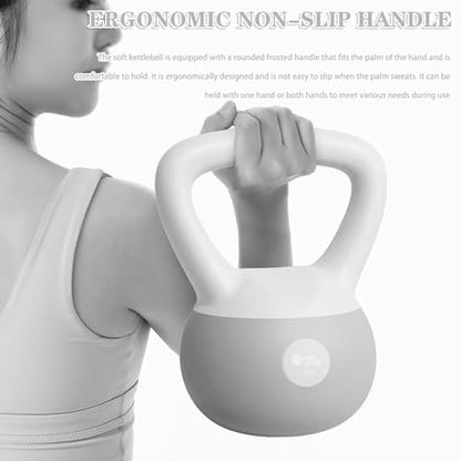Kettlebell Weights Beginner Fitness Training Soft Kettle Bells, Women's Body Shaping Dumbbell, Frosted Handle, Gym Equipment(White-grey-4kg) - color: White-grey-4kg