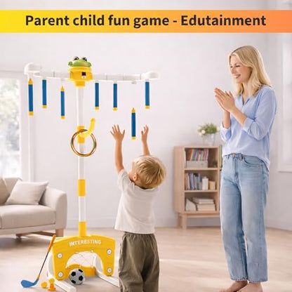 4 in 1 - Reflex Drop Sticks Reaction Challenge | Soccer, Golf & Stick Catching Game | Kids | Focus & Hand-Eye Coordination Training Toy | Family, Parties, Indoor & Outdoor World Cup