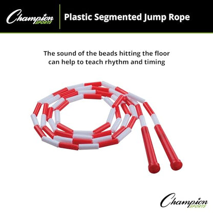 Champion Sports Plastic Segmented Jump Rope - color: Red/White (7 Feet)