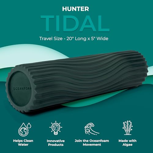 Tidal Roller - Hunter - Muscle Massage Foam Roller for Back Pain & Stretching - Firm and Ergonomic Wide Wave Textured - Yoga, Athletics, & Wellness - Full Size, 20" x 5" - color: Hunter
