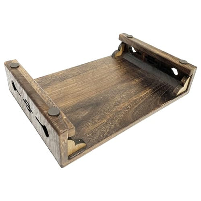 Wooden Step Stool for High Beds, Multi-Use Low Wood Platform and Low Table, Non-Slip Step Stool and Foot Stool for Kitchen, Bathroom and Home Office, 19.6''×12.6''×4.3''