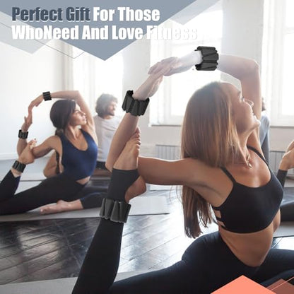 Wrist Ankle Weights Set of 2, 4 Lbs, Adjustable Silicone Workout Weights for Women and Men, Wearable Leg Arm Weighted Bracelet for Home Workout Gym Yoga Pilates Swimming Cardio(Black)