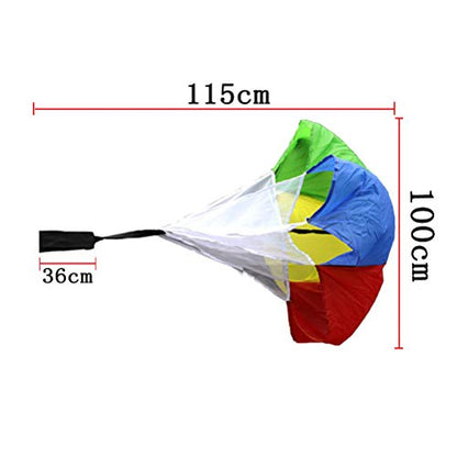 Multicolor Resistance Parachute - 43 inch Running Drag Chute with Adjustable Waist Strap for Kids Youth Power Speed Training