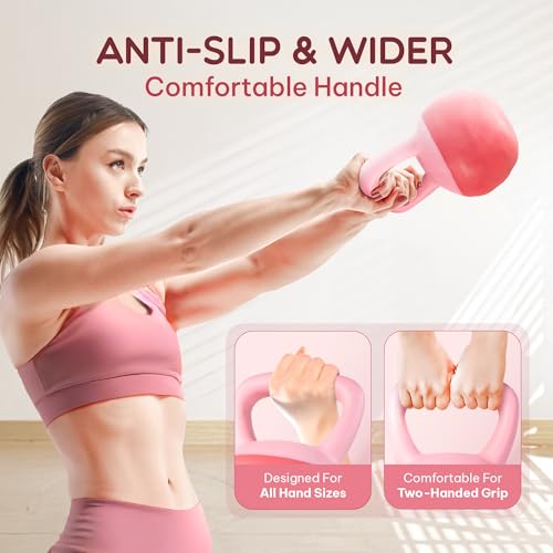 Yes4All Soft Kettlebell, PVC Strength Training Kettlebells for Women, Floor Protection & Quiet, Wide Handle, Aesthetic Soft Weights (5,10,15,20lb) for Home Gym, Fitness Beginners - color: 05lb - Pink