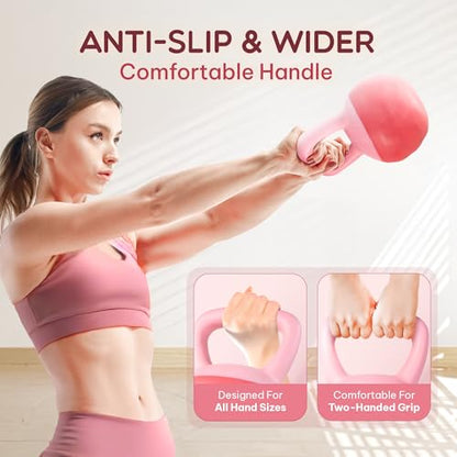Yes4All Soft Kettlebell, PVC Strength Training Kettlebells for Women, Floor Protection & Quiet, Wide Handle, Aesthetic Soft Weights (5,10,15,20lb) for Home Gym, Fitness Beginners - color: 05lb - Pink