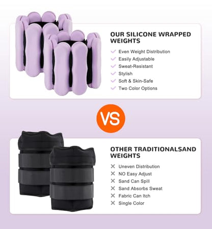 Ankle Weights Wrist Weight for Women Men, Set of 2, 1 lb/2 lb Each - color: Purple, size: 2lb each weight (4lbs Pair)