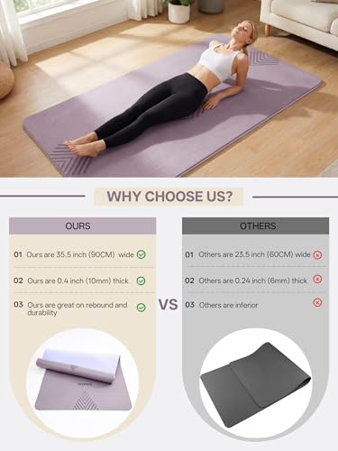EaseUp Large yoga mat,73’x35.5’x0.4’,extra thick and wide,10mm pilates mat,non-slip exercise mat,workout mats for home gym