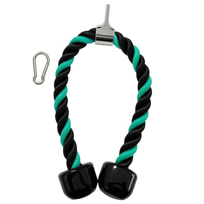 Heavy Tricep Rope Cable Machine Accessories Nylon Tricep Rope for LAT Pull Down Pulley System Attachment, for Home Gym Weight Fitness with Carabiner - color: Green&Black