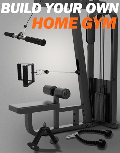 Cable Machine Attachment Set for Gym & Home Workouts, LAT Pulldown Attachments with Non-Slip Grips, Black