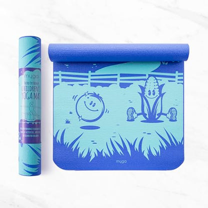Myga Silk Print Kids Yoga Mat,Non-Slip Yoga Mat for Childrens Exercise, Fitness, Yoga and Mindfulness Lightweight, Easy Clean Play Mat for Girls and Boys