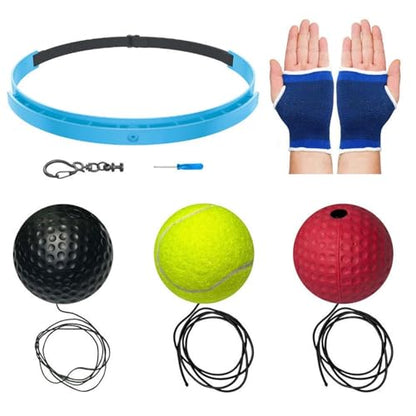 Boxing Reflex Ball – Silicone Headband | 3-Level Reaction Speed Training Kit | 20g 60g 80g Punch Balls with Gloves for Adults Kids Eye-Hand Coordination and Home Gym Daily Fitness and Entertainment