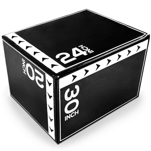 BalanceFrom 3-in-1 Foam Plyometric Jump Box for Home Gym with Multiple Height Options – Versatile Plyo with Non-Slip Surface for Strength, HIIT, Step-Ups, and Agility Training - color: Black & White, style: 20 x 24 x 30 inch (60lbs)