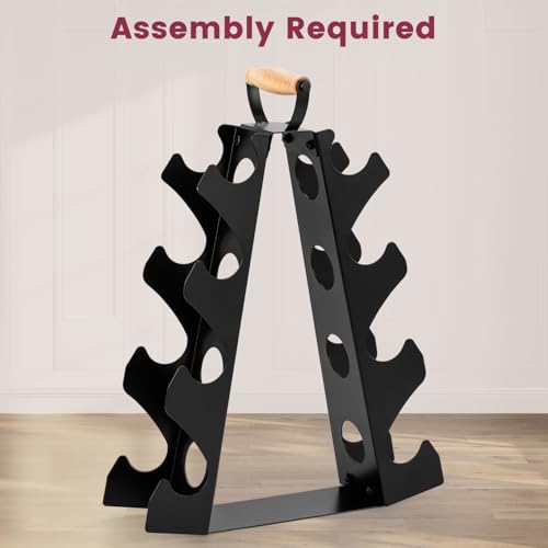 Dumbbell Rack Stand Only (Dumbbells not Included), Compact A-Frame Weight Rack with Wooden Handle, for Home Gym Workout