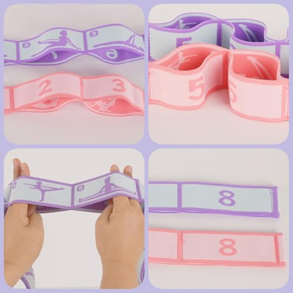 Elastic Yoga Stretching Strap with Loops, CEILIWEN Stretch Straps for Physical Therapy, Pilates Stretch Band, Elastic Exercise Bands, Leg Stretching Strap, Stretch Resistance Bands for Exercise - color: 02