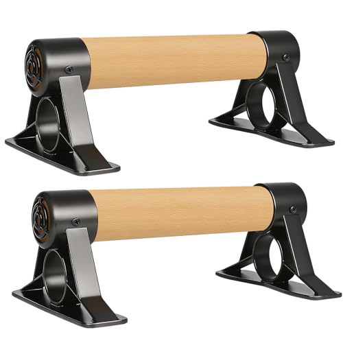 Solid Wooden Parallettes Bars, Anti-Slip Calisthenics Handstand Bars with Sturdy Metal Brackets, 800 LBS Weight Capacity for Fitness & Floor Workouts