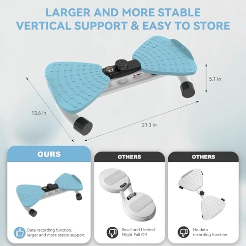 renZEC Waist Twister Machine, Adjustable Exercise Twist Board for Women Men, Noiseless Ab Twister for Home Gym Equipment, 330 lbs Capacity | Track Time, Reps, Calories with Digital Display - color: Blue