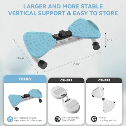 renZEC Waist Twister Machine, Adjustable Exercise Twist Board for Women Men, Noiseless Ab Twister for Home Gym Equipment, 330 lbs Capacity | Track Time, Reps, Calories with Digital Display - color: Blue