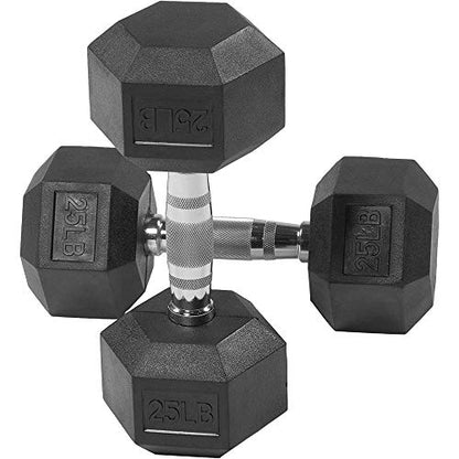 Fitvids Hex Dumbbells Rubber Coated Hand Weights for Exercises and Fitness Home Gym, 5-50 LB Pair - style: 25.4LBS Pair