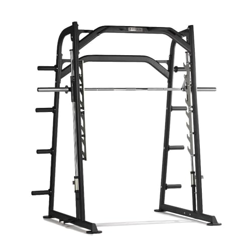 Titan Fitness Smith Machine, Counterbalanced Power Rack with Adjustable Safety Stops, Olympic Fixed Barbell Design, Multi-Grip Pull Up Bar, Resistance Band Pegs, Home Gym Workout Equipment