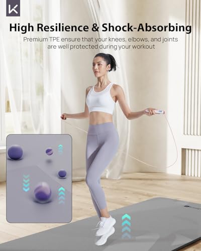 KEEP Extra Wide Yoga Mat, 7mm Thick 72" x 32" Exercise Mat - color: Classic Grey