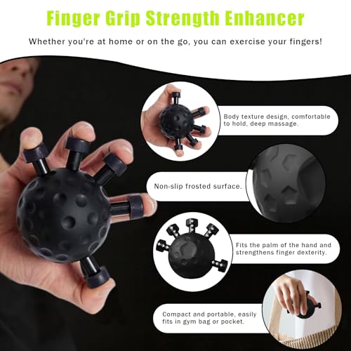 2 Pack Finger Grip Strengthener, Finger Strengthener, Finger Strength Trainer, Adjustable Hand Grip Strengthener, Grip Strength Trainer Ball